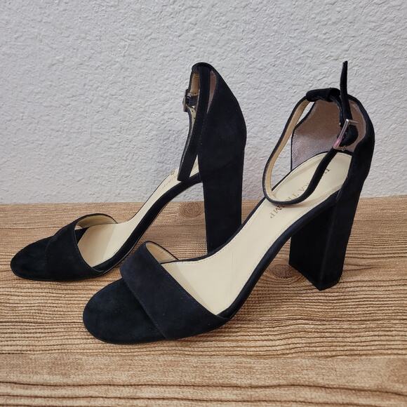 Ivanka Trump Black Suede Womens Shoes 8.5 Open Toe High Heels Sandals ITKLOVER - Picture 4 of 11